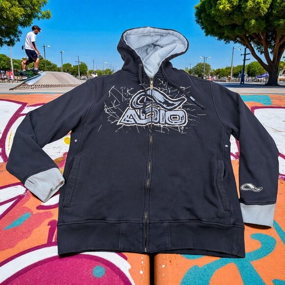 Vintage Y2K Adio Hoodie Jacket Mens L Full Zip Skate Skateboard back hit *READ - Picture 1 of 12